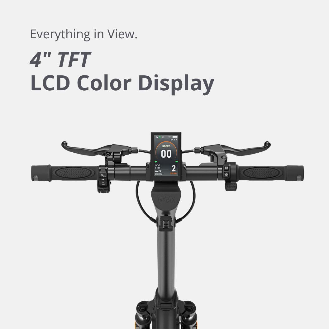 Lenker des VMAX New VX4 mit grossem 4-Zoll-TFT-Farbdisplay für alle Fahrdaten im Überblick.