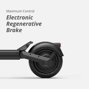 Hinterradansicht mit elektronischer Rekuperationsbremse beim VMAX VX2 Gear – für mehr Kontrolle und Energierückgewinnung.